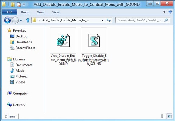 Agregar Desactivar Activar Metro al menú contextual del escritorio de Windows 8