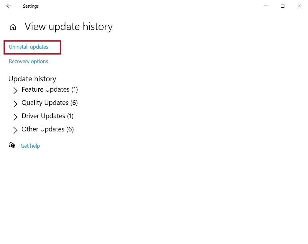 Desinstalar actualizaciones