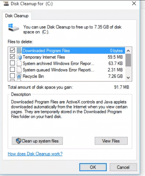 Caché de archivos temporales de Windows