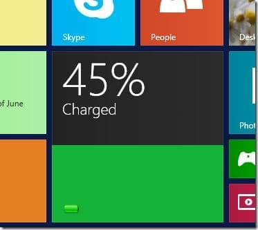 Mosaico de nivel de batería para la pantalla de inicio de Windows 8.1