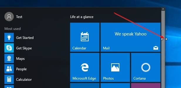 Cambiar el tamaño de la imagen del menú Inicio de Windows 10