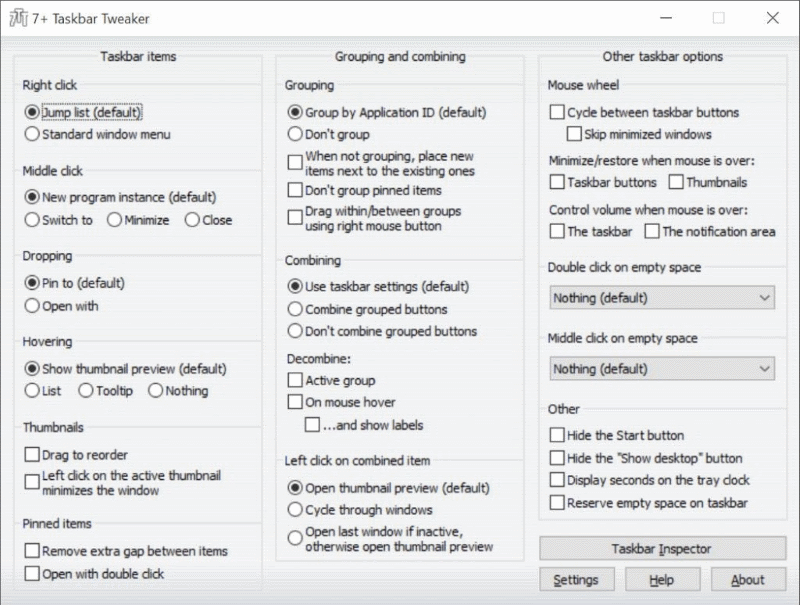 Herramientas gratuitas para modificar y personalizar el tweaker de la barra de tareas de Windows 10
