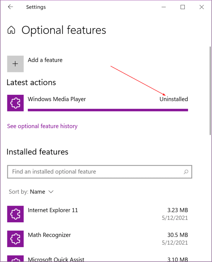 desinstalar Windows Media Player en Windows 10 pic4