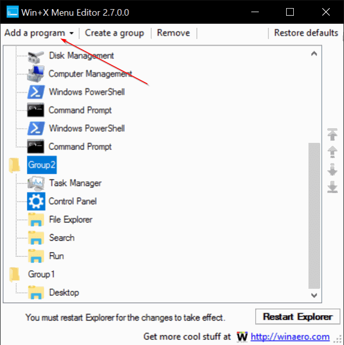 agregar Panel de control al menú Win X en Windows 10 pic1