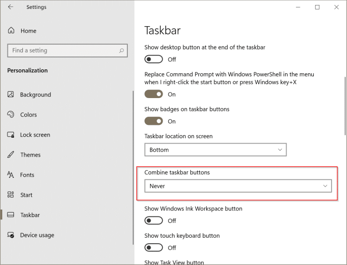 mostrar los nombres de las aplicaciones en la barra de tareas de Windows 10 pic1