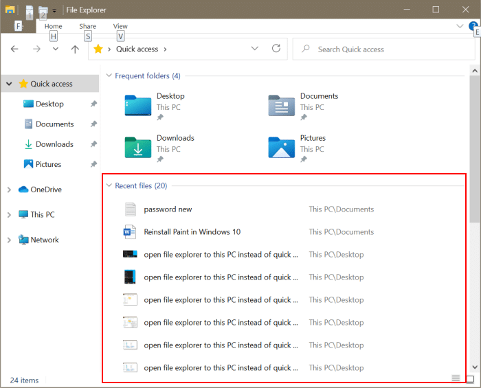 ver archivos guardados recientemente en Windows 10 pic1