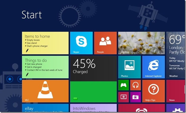 Nivel de batería para la pantalla de inicio de Windows 8.1