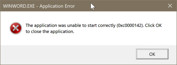 La aplicación no pudo iniciarse correctamente error en Office 365 pic01