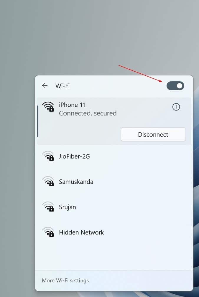 activar o desactivar Wi-Fi en Windows 11 pic9