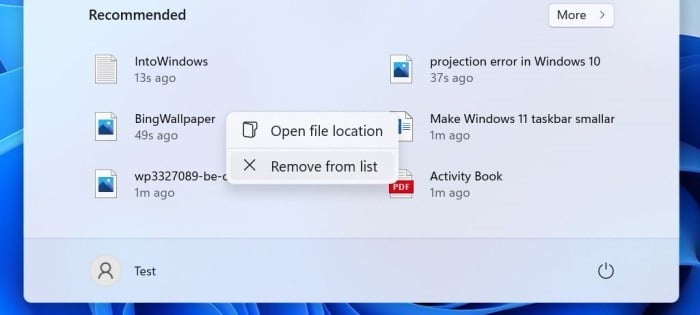 eliminar o deshabilitar archivos recientes del menú Inicio en Windows 11 pic6