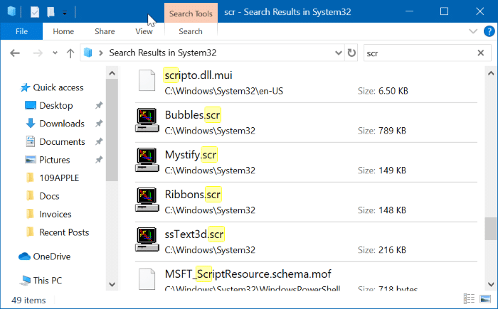 ubicación de los archivos de salvapantallas en Windows 10 pic1