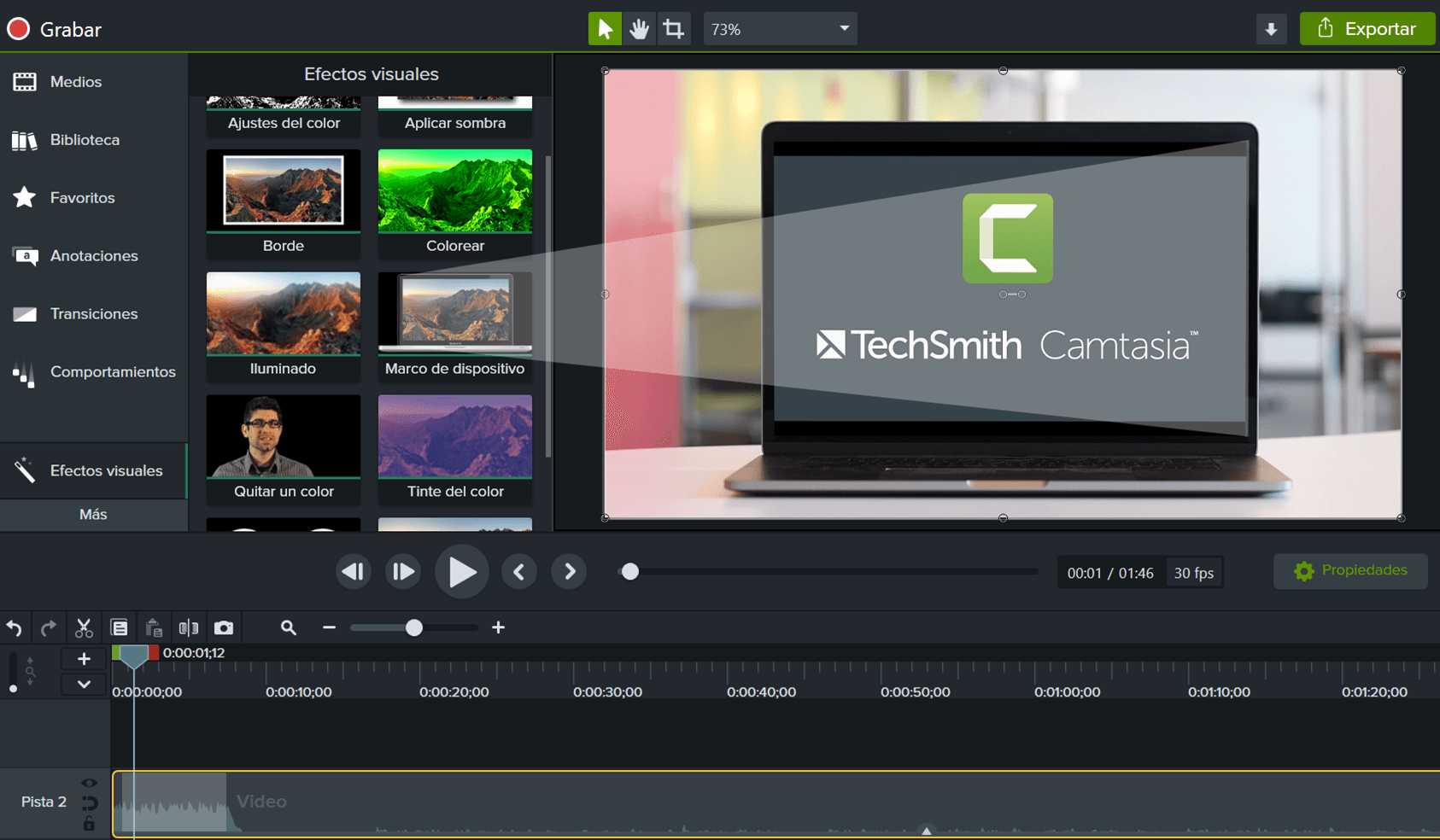 Camtasia studio para grabar la pantalla y editar vídeo