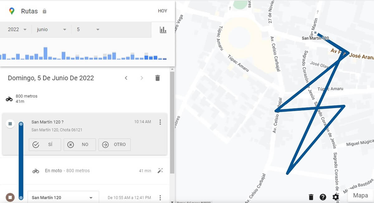 Buscar teléfono perdido con línea de tiempo de Google